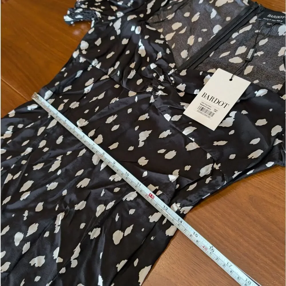 NWT Bardot Millie Black Abstract Spot Short Sleeve Midi Maxi Dress, size 6/S - Picture 8 of 10